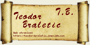 Teodor Braletić vizit kartica